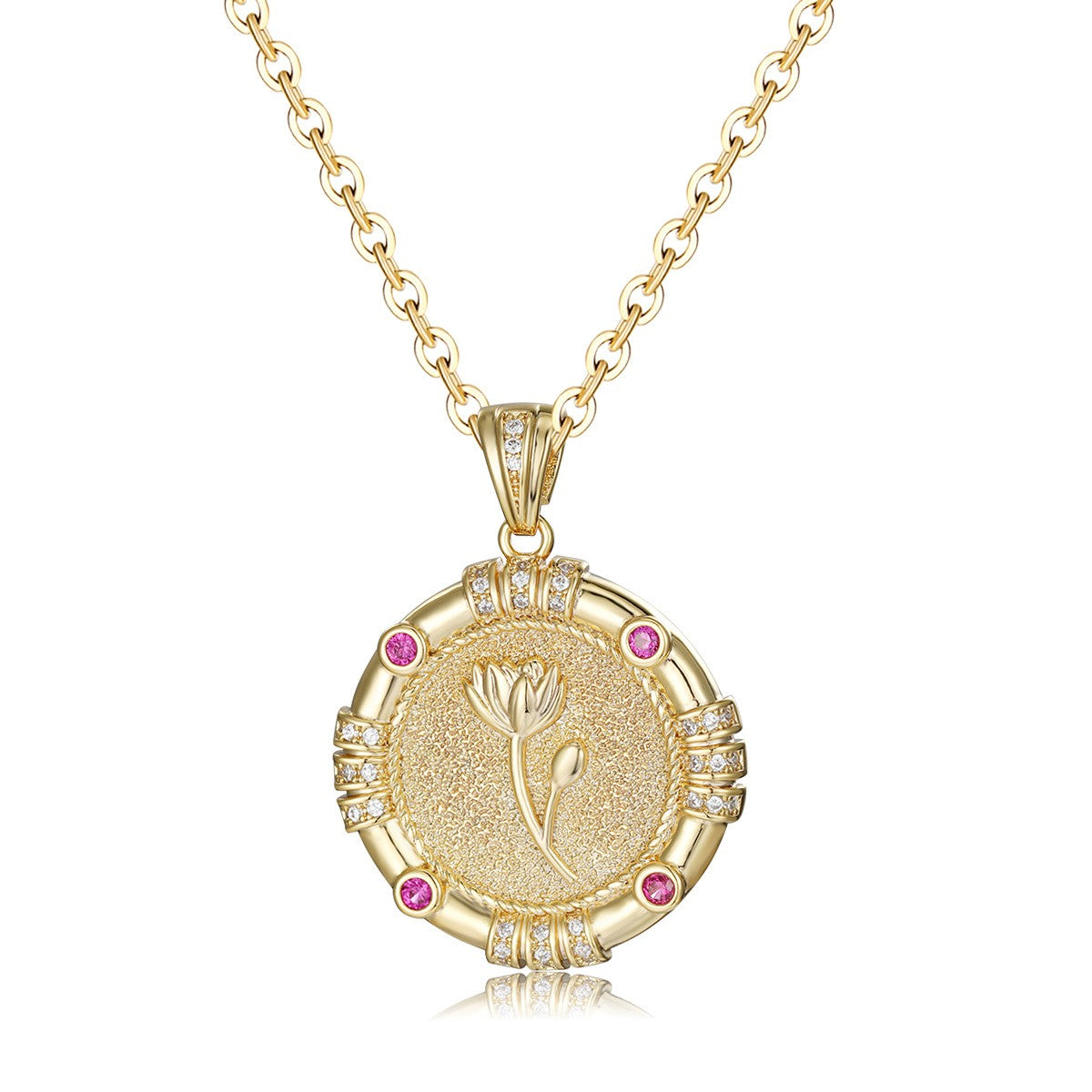 Birth Flower Disc Necklace
