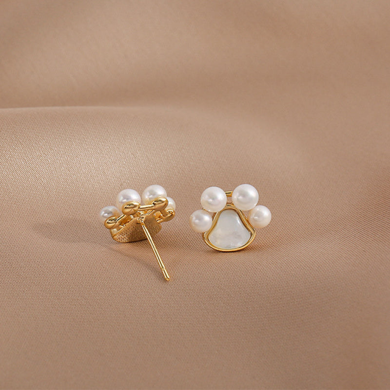 Pearl Paw Stud Earrings