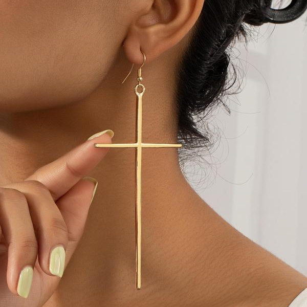 Minimal Exaggerated Cross Earrings