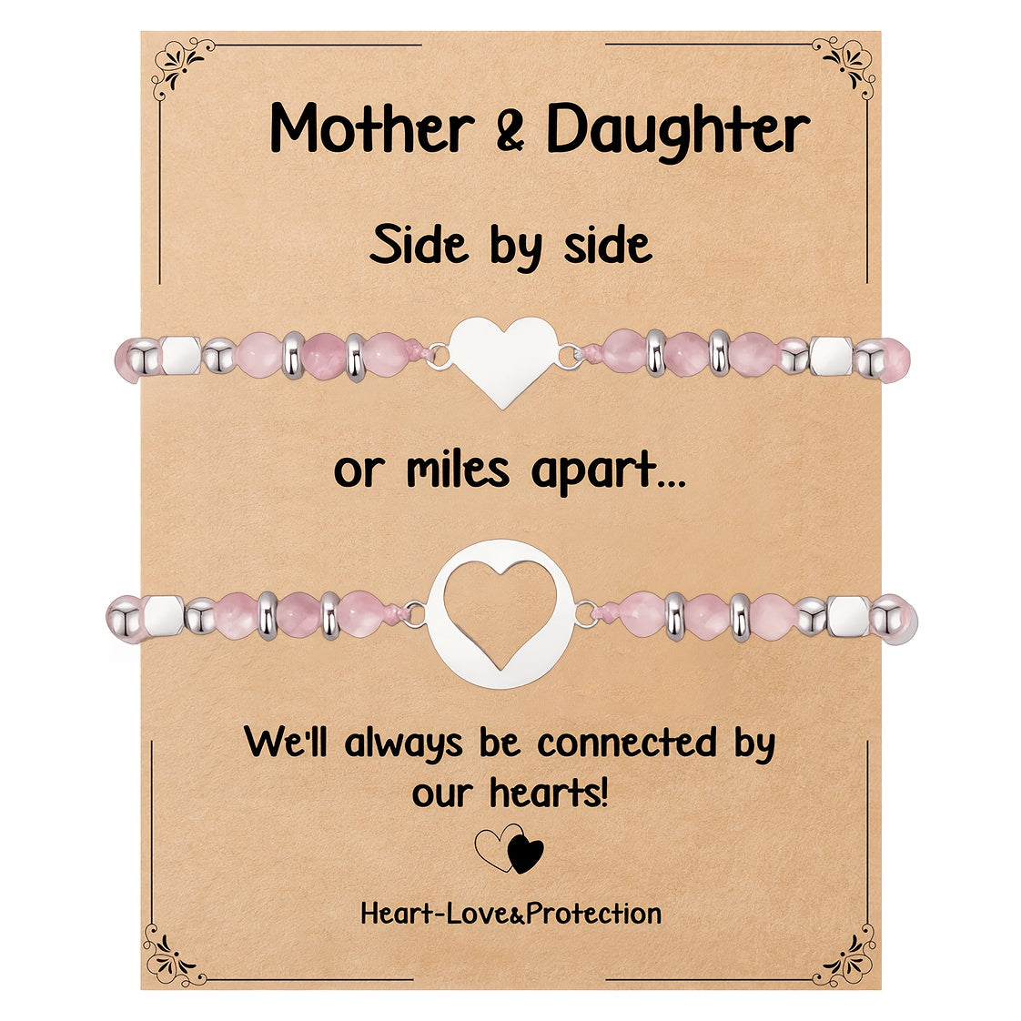 Mother Daughter Heart Bracelet Set