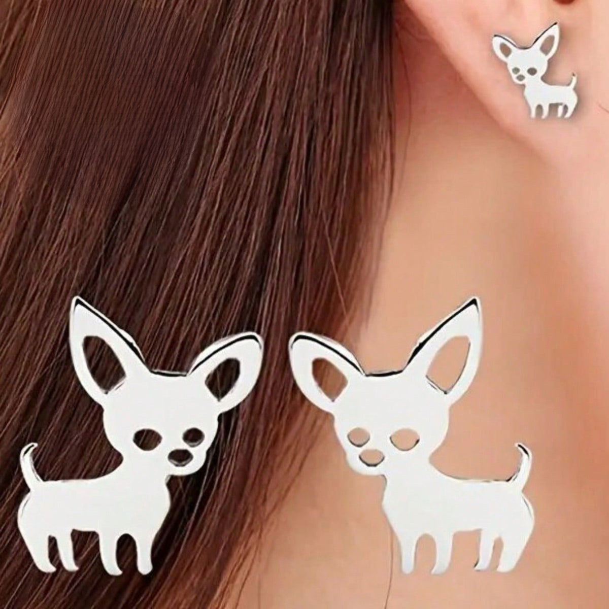 Chihuahua Dog Stud Earrings