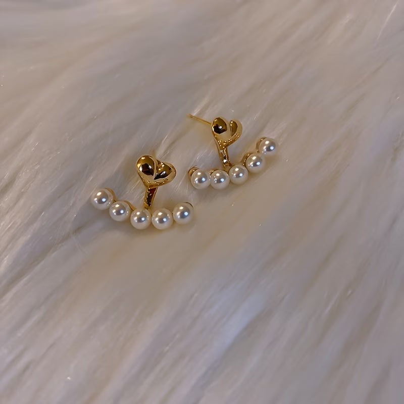 Pearl Heart Jacket Earrings