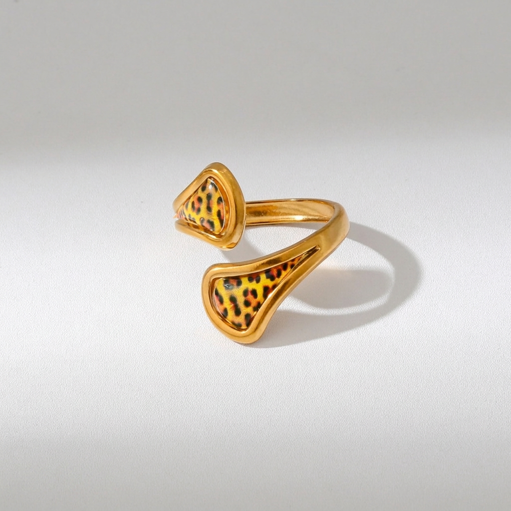 Mixed Leopard Print Statement Ring Set