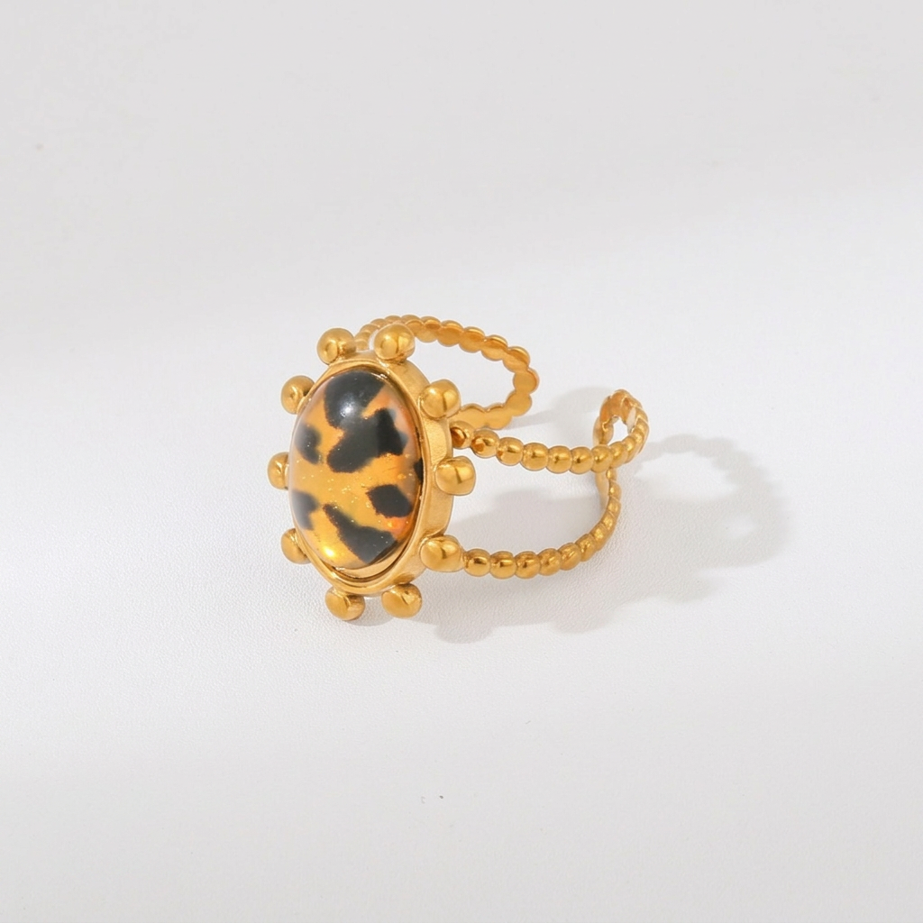 Mixed Leopard Print Statement Ring Set