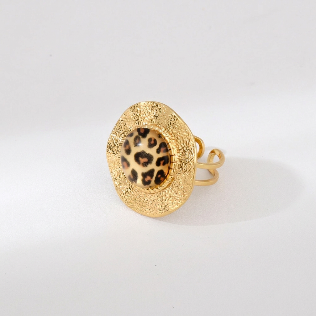 Mixed Leopard Print Statement Ring Set