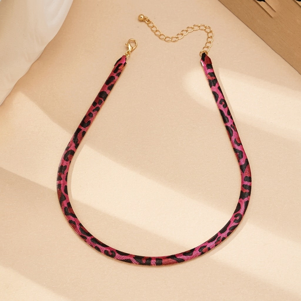 Leopard Print Link Chain Necklace
