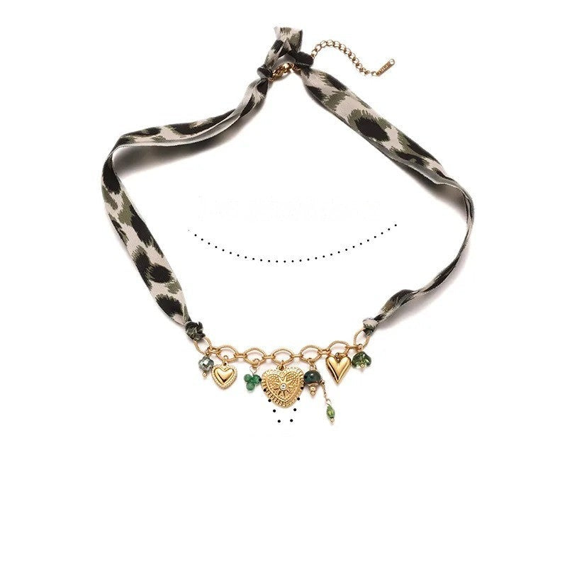 Gold Leopard Heart Jewelry Set