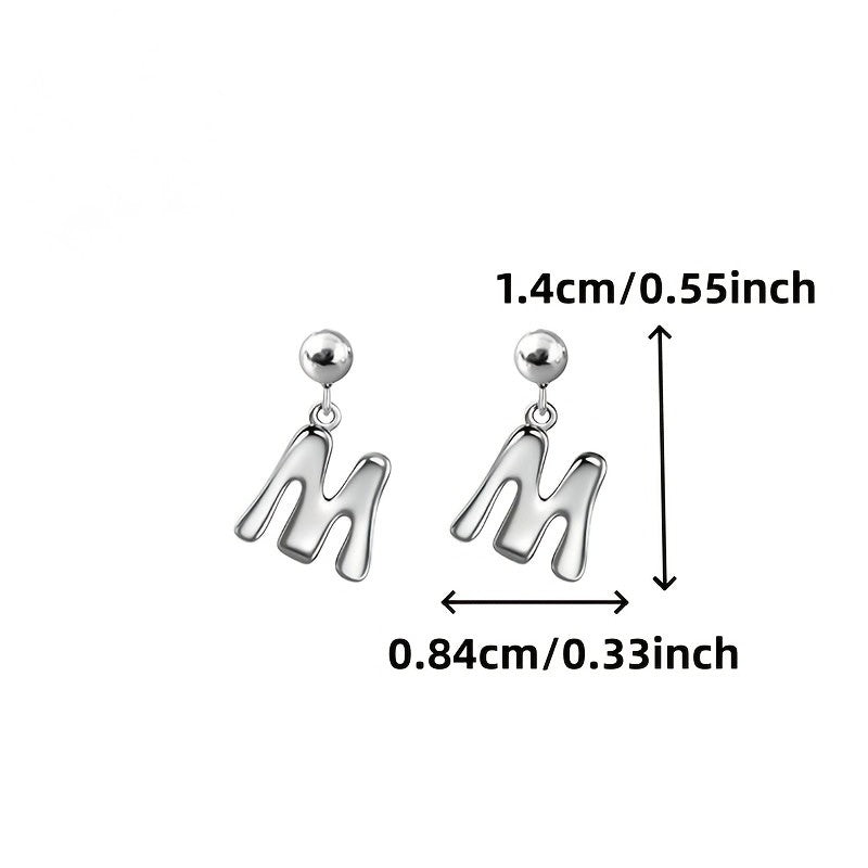 Initial M Dangle Earrings