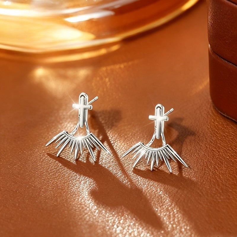Cross Sunburst Drop Earrings