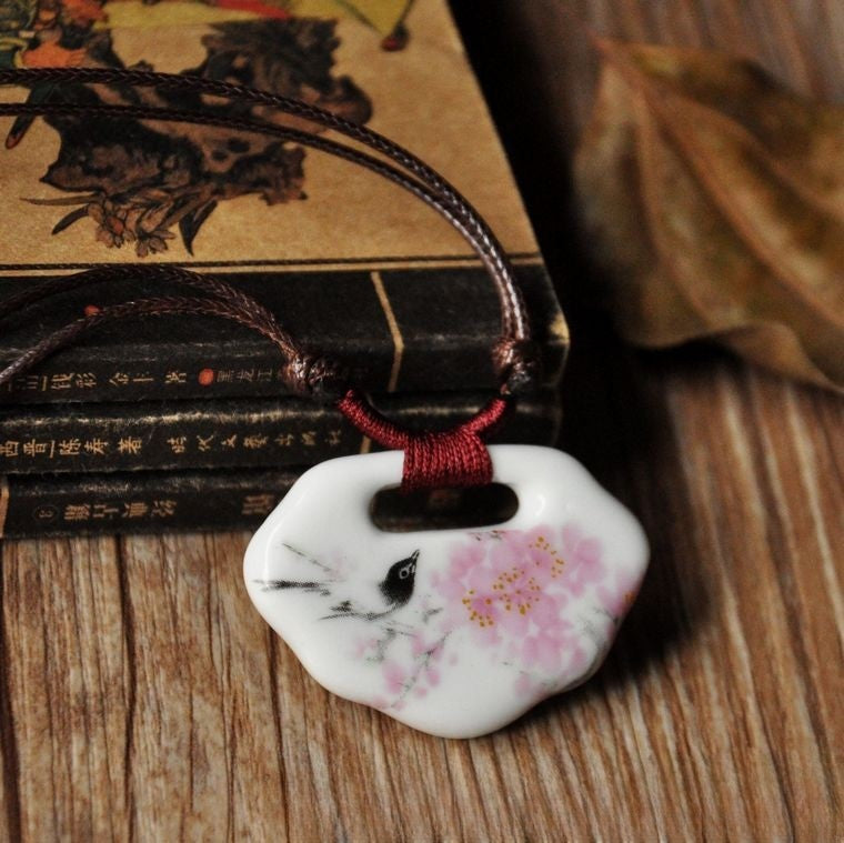 Porcelain Peony Pendant Necklace