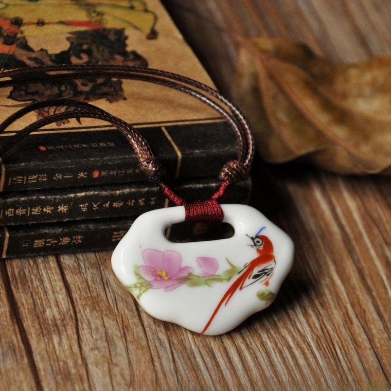 Porcelain Peony Pendant Necklace