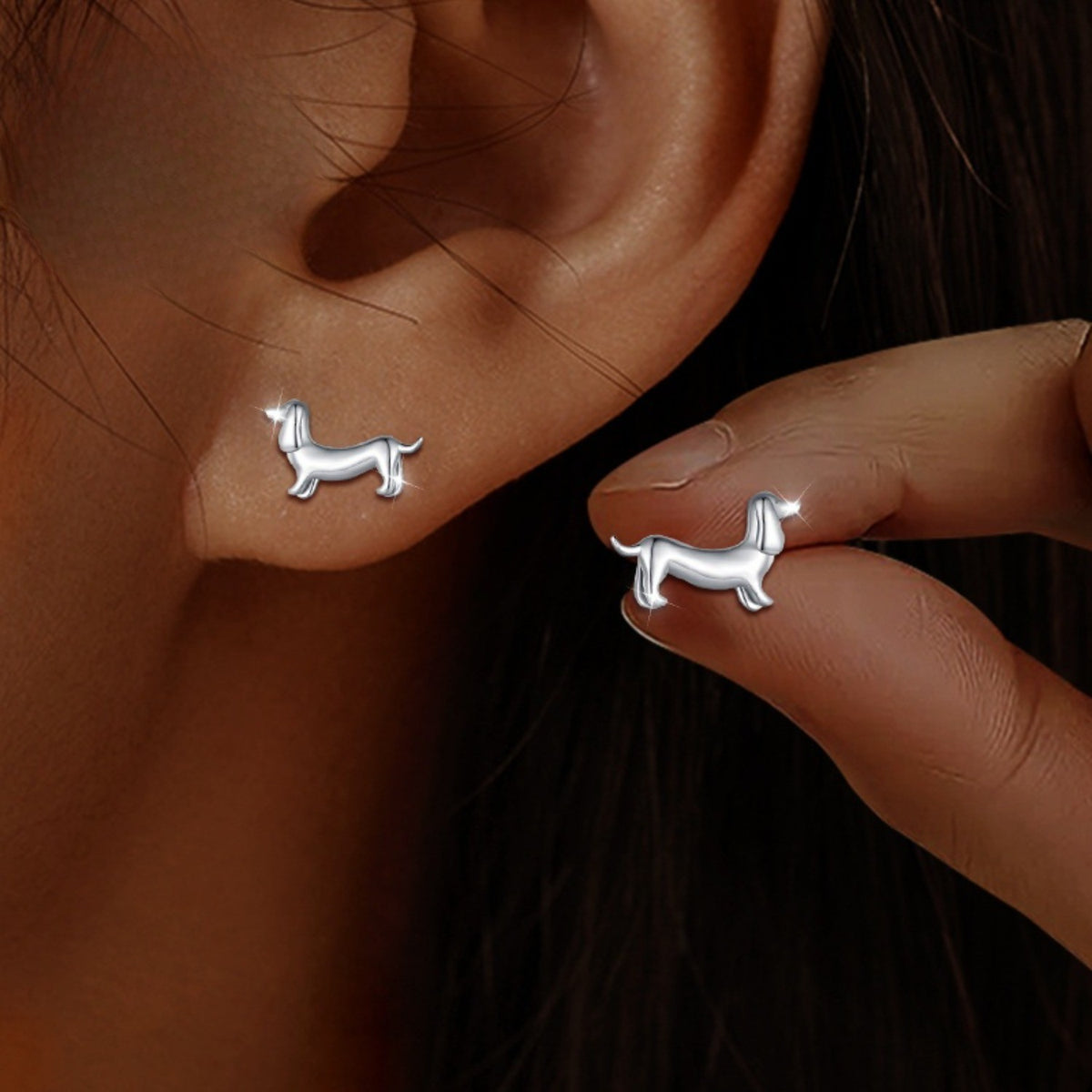 Dachshund Dog Stud Earrings