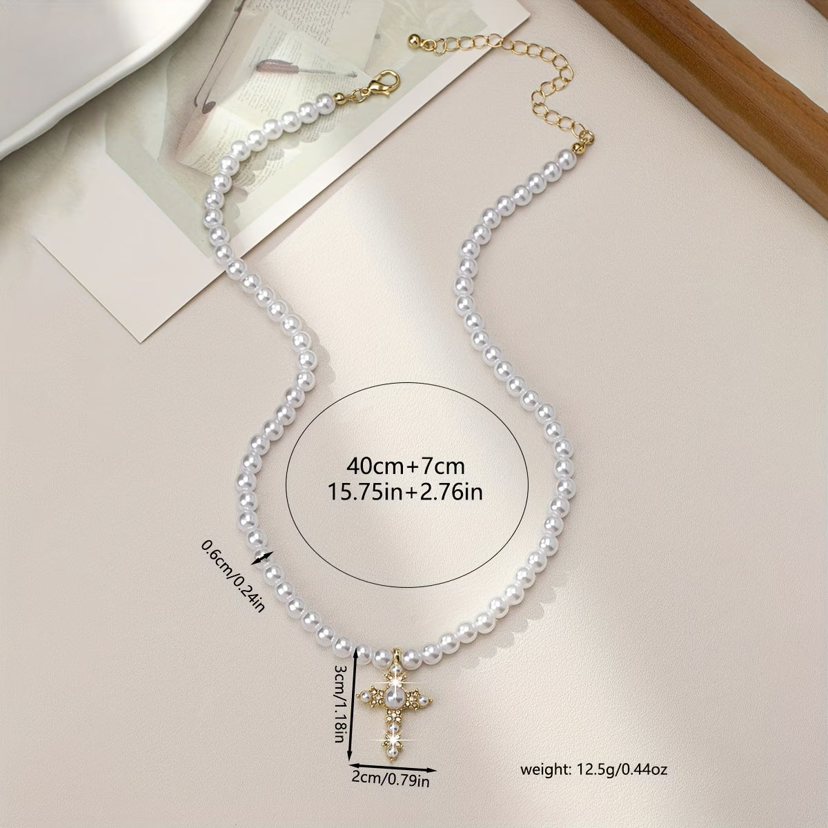 Pearl Cross Pendant Necklace