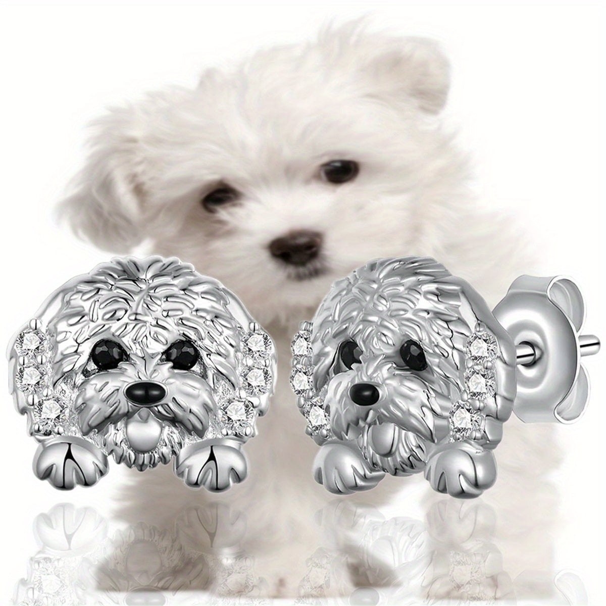 Shaggy Dog Stud Earrings
