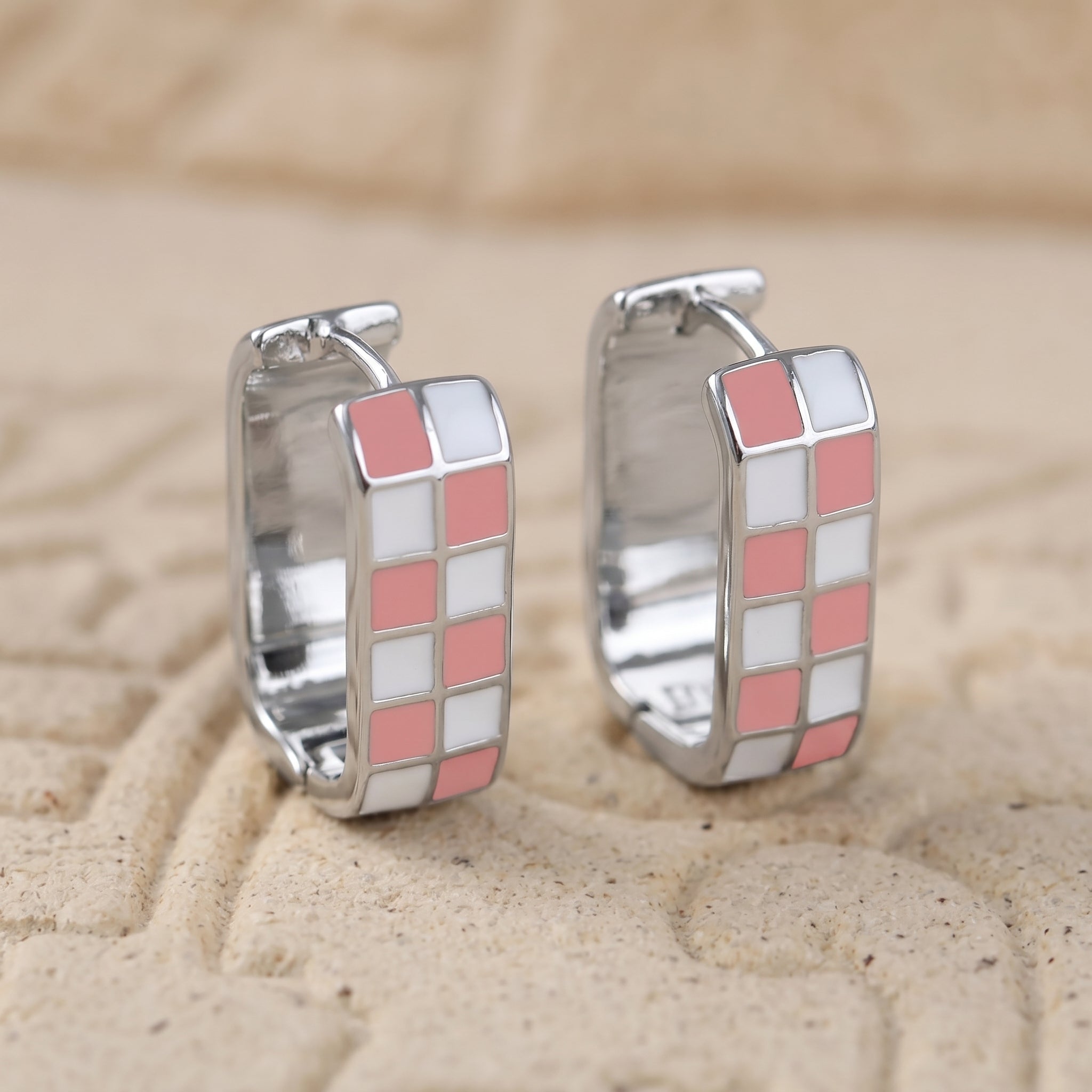 Checkerboard Hoop Earrings