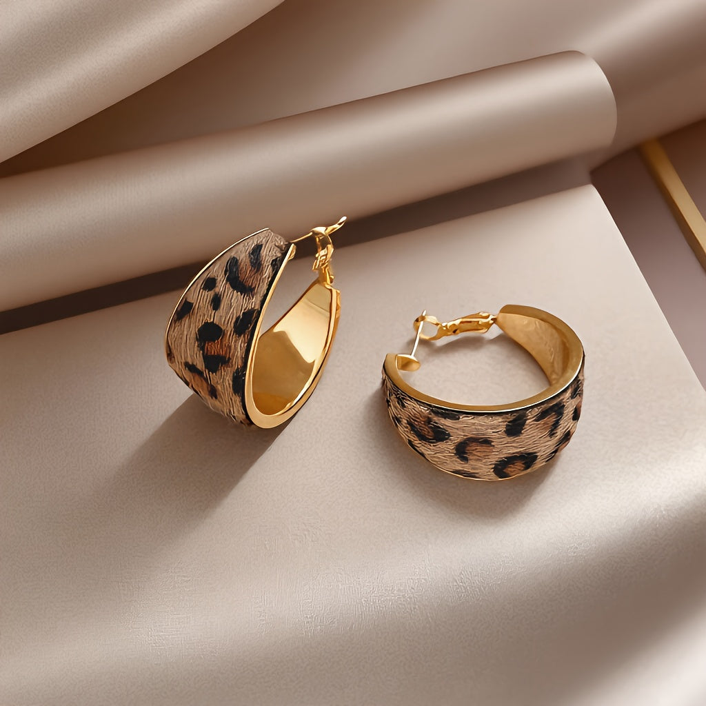 Leopard Print Hoop Earrings