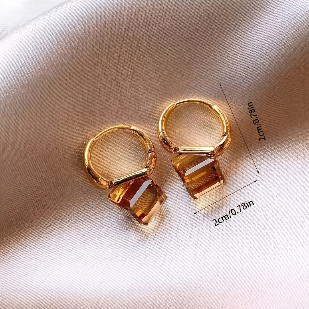 Amber Crystal Hoop Earrings