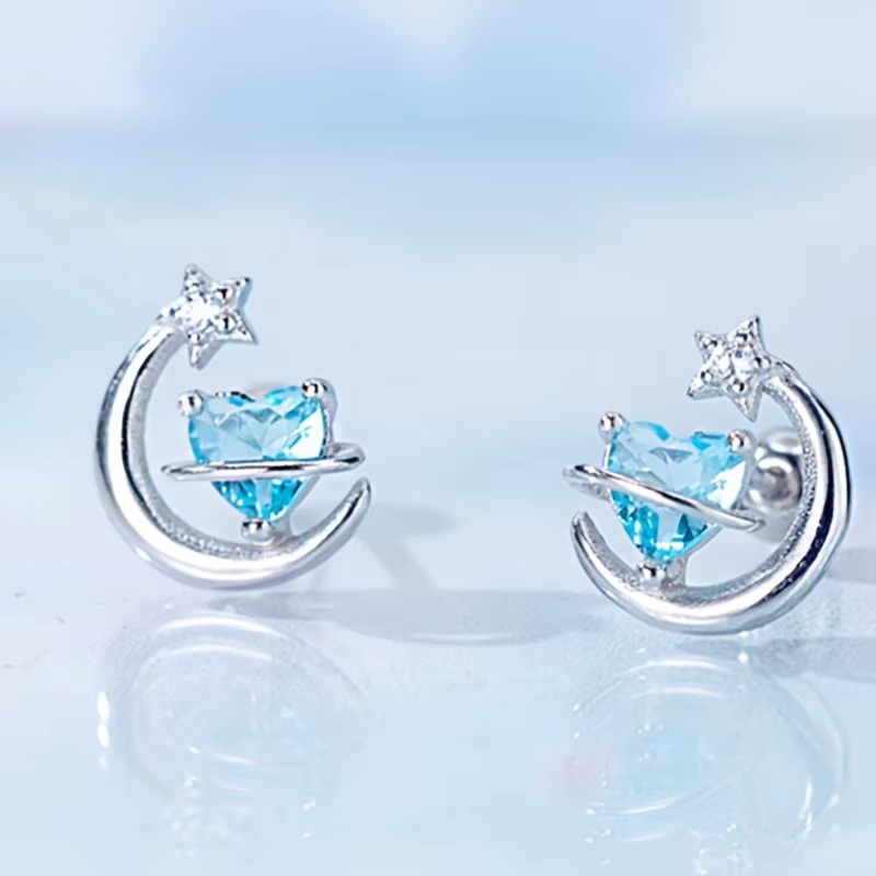 Blue Crystal Planet Earrings