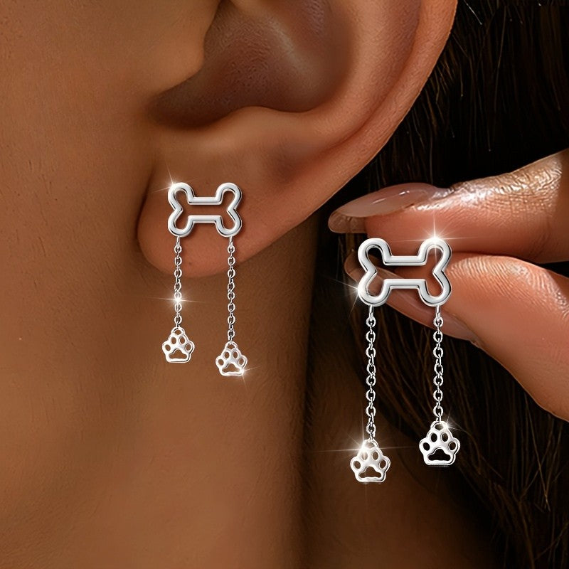 Bone Paw Drop Earrings