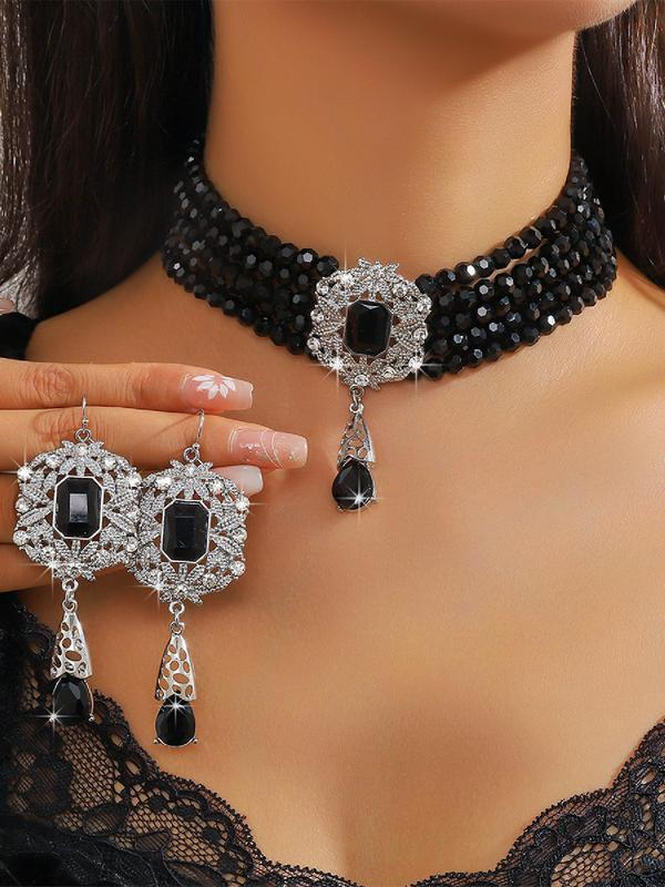Elegant Crystal Decorated Jewelry Set