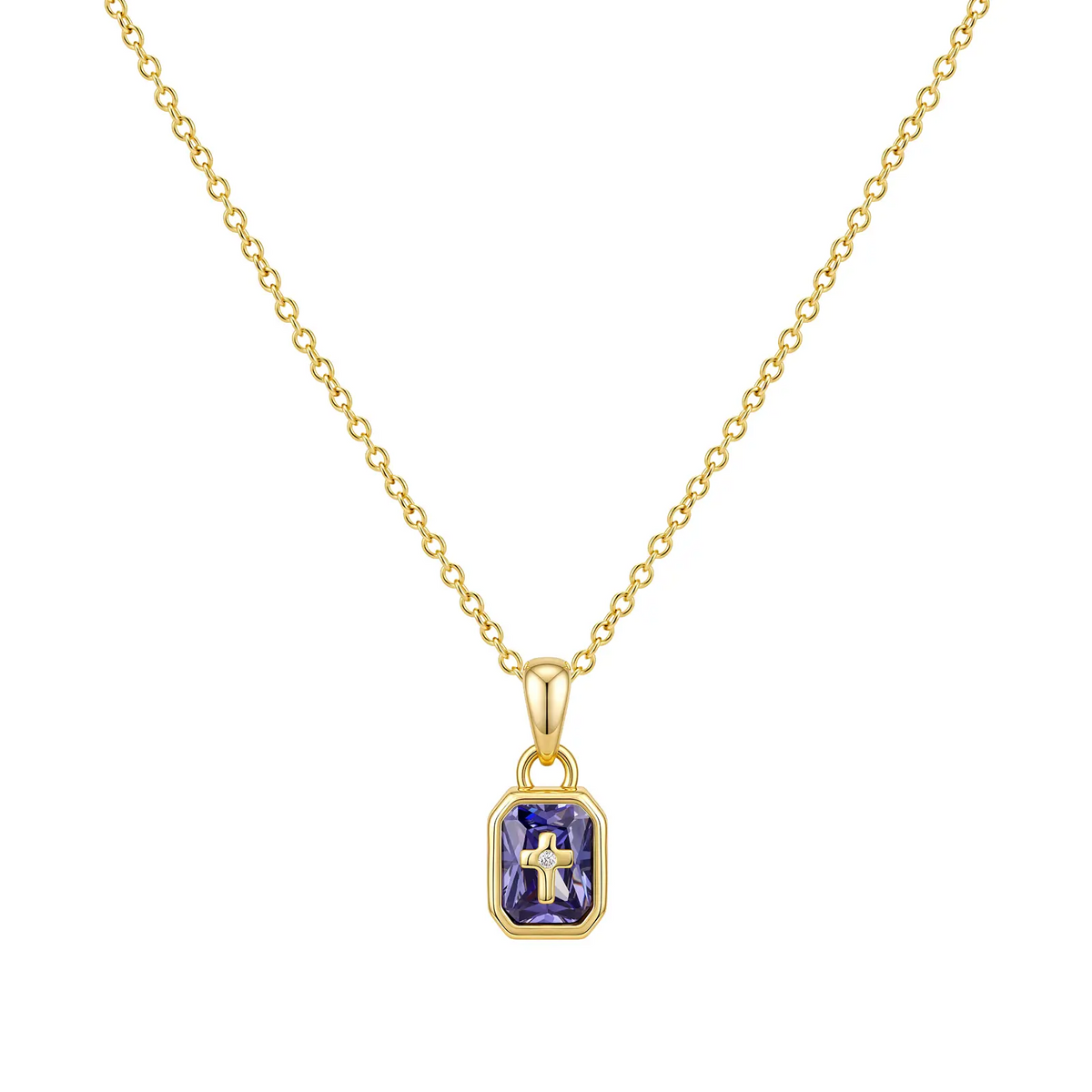 Cross Birthstone Necklace