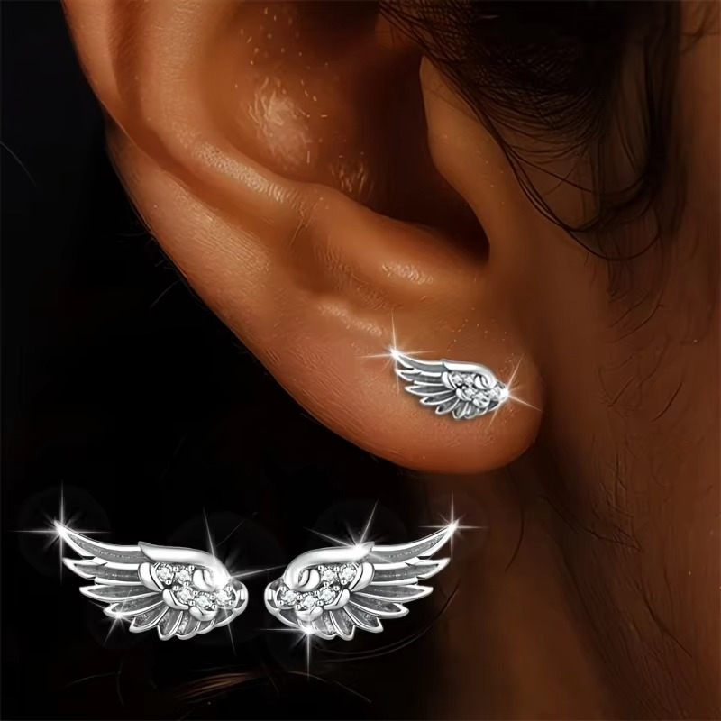 Crystal Angel Wing Stud Earrings