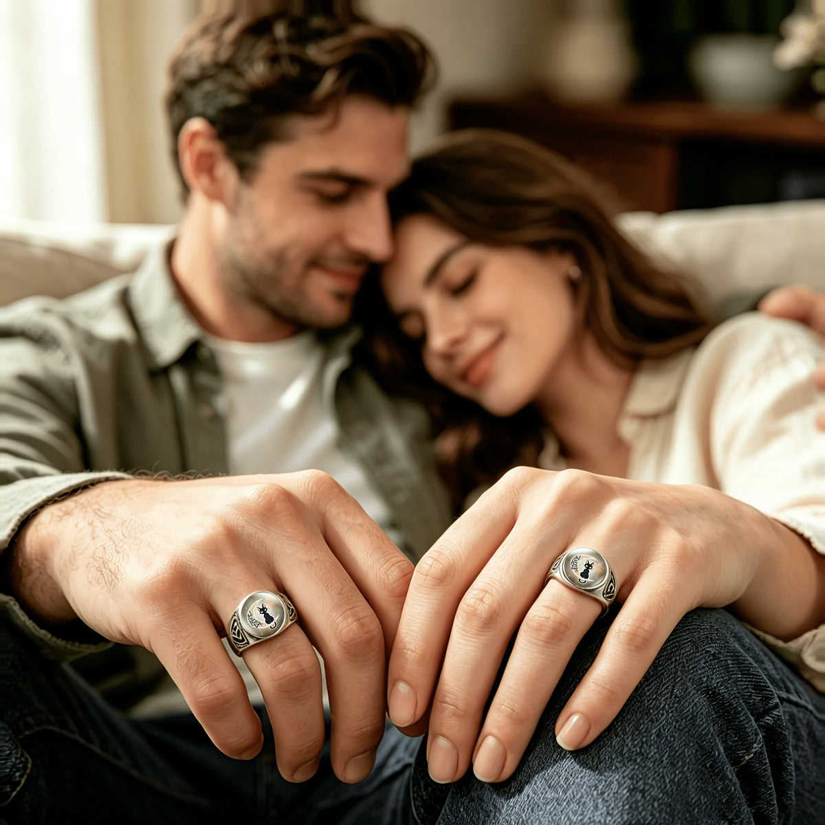 Moon Cat Statement Ring