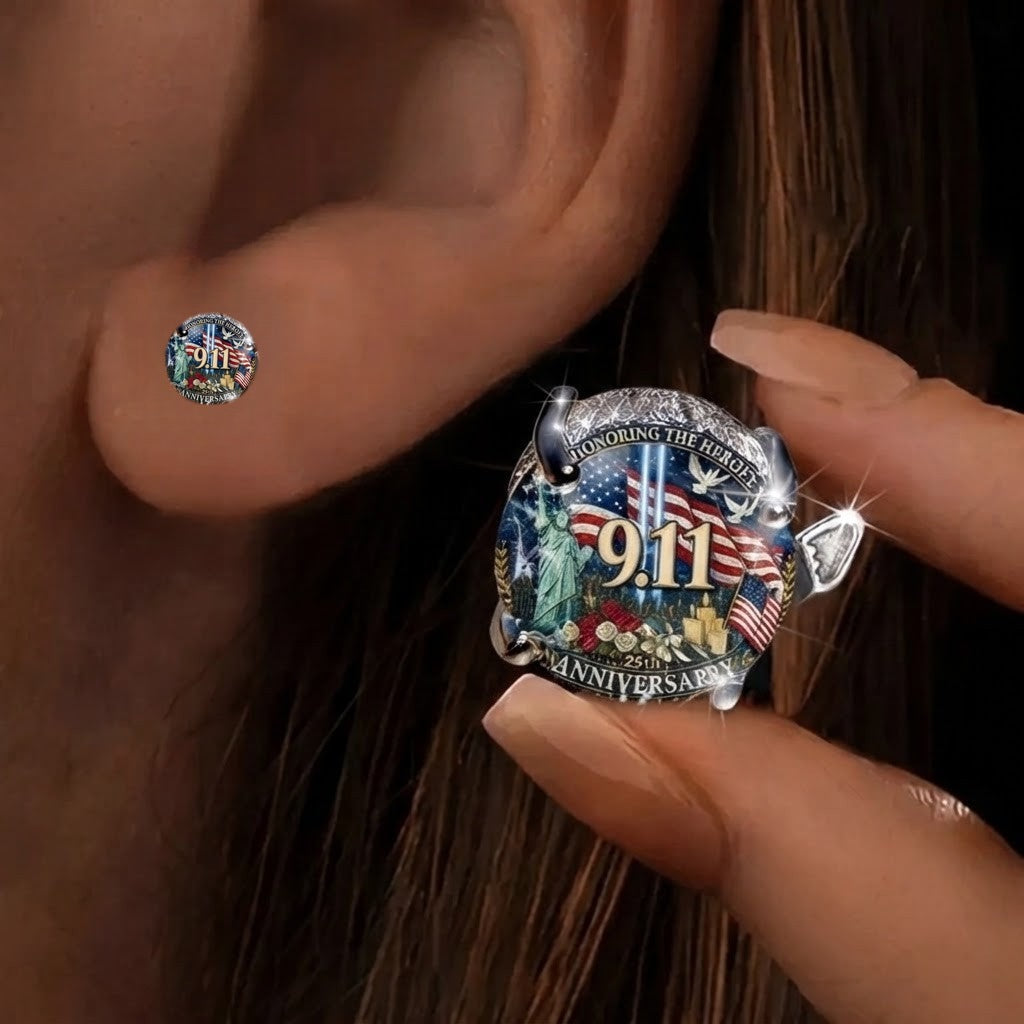 Patriotic Remembrance Badge Earrings