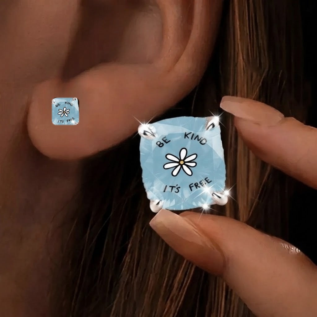 Be Kind Square Stud Earrings