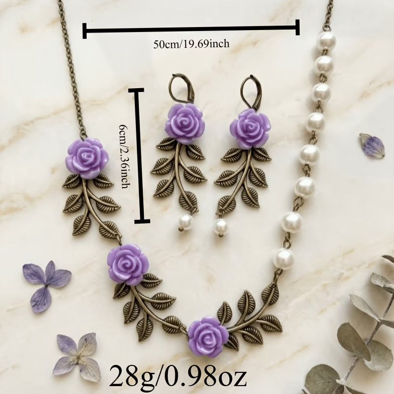Purple Rose Jewelry Set