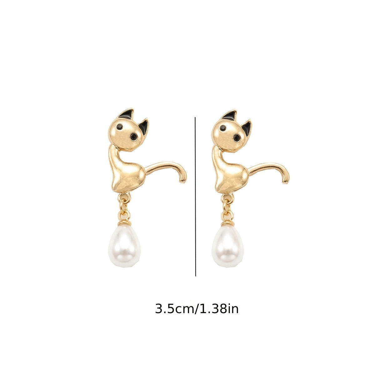 Pearl Cat Drop Earrings