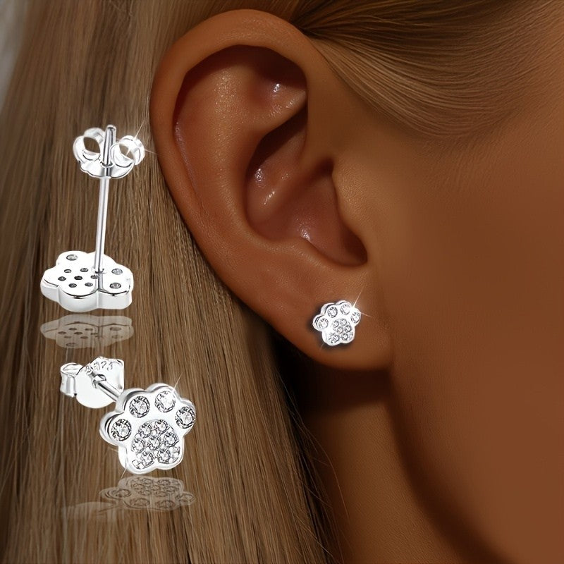 Sparkling Paw Stud Earrings