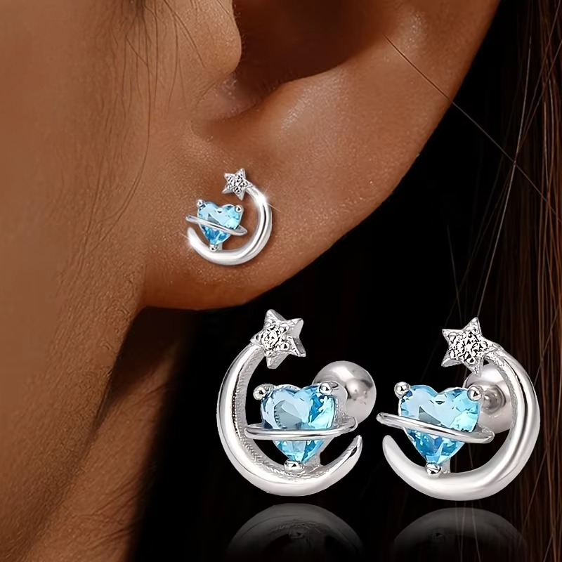 Blue Crystal Planet Earrings