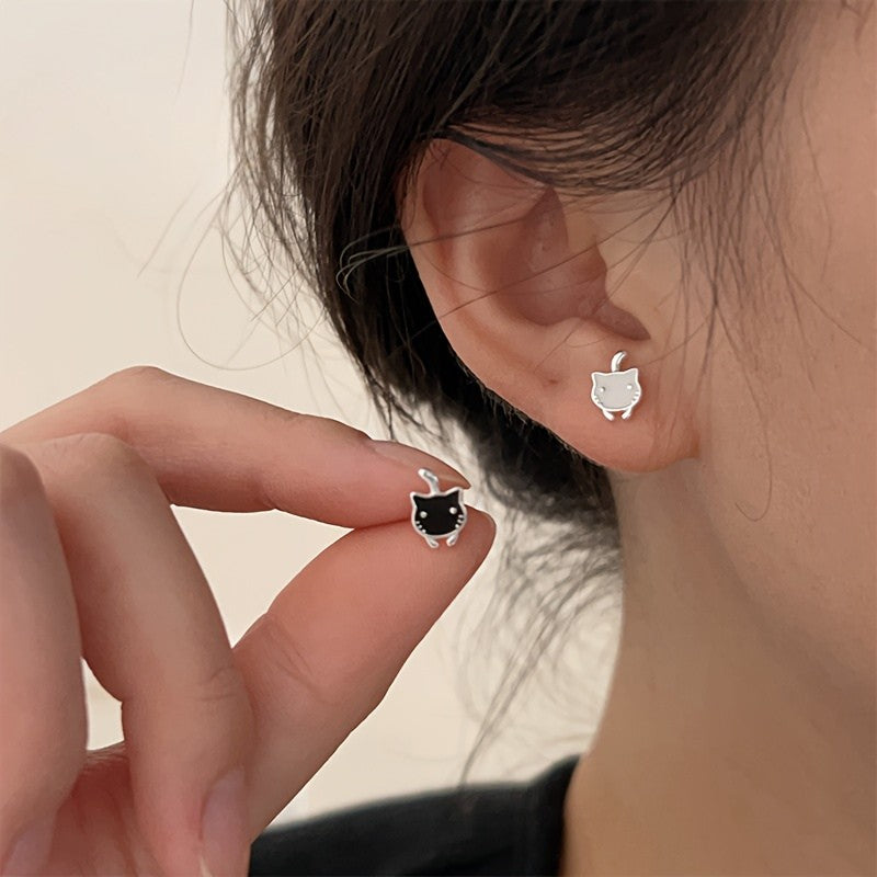 Black Cat Stud Earrings