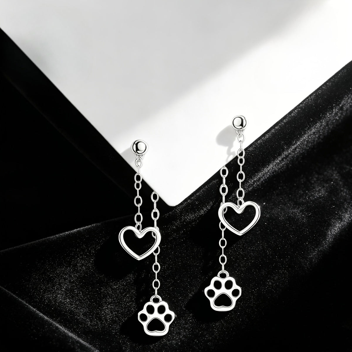 Heart Paw Drop Earrings