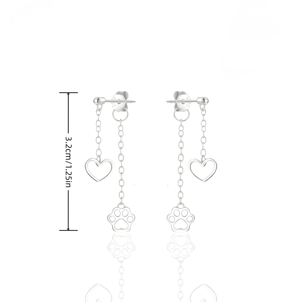 Heart Paw Drop Earrings