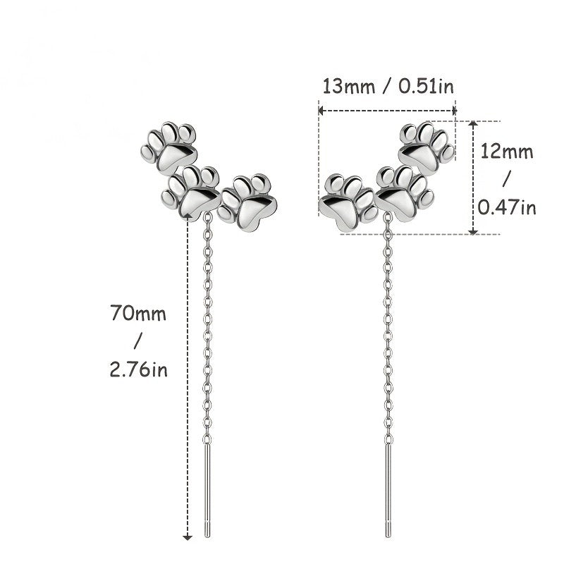 Paw Print Threader Earrings