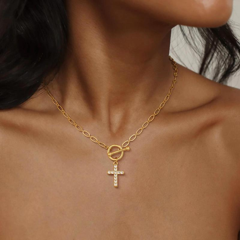Diamond Toggle Cross Necklace