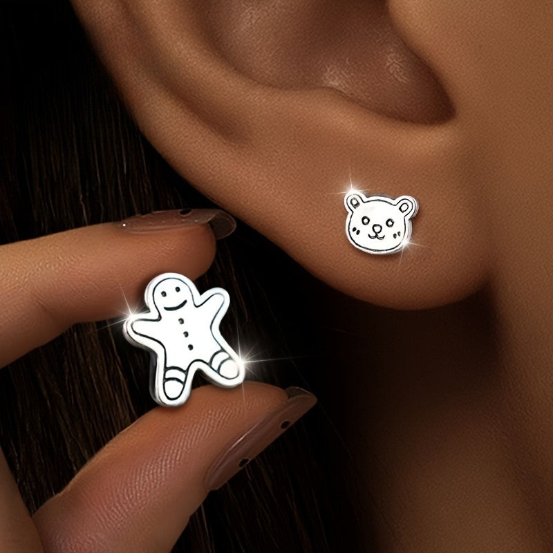 Bear & Gingerbread Stud Earrings