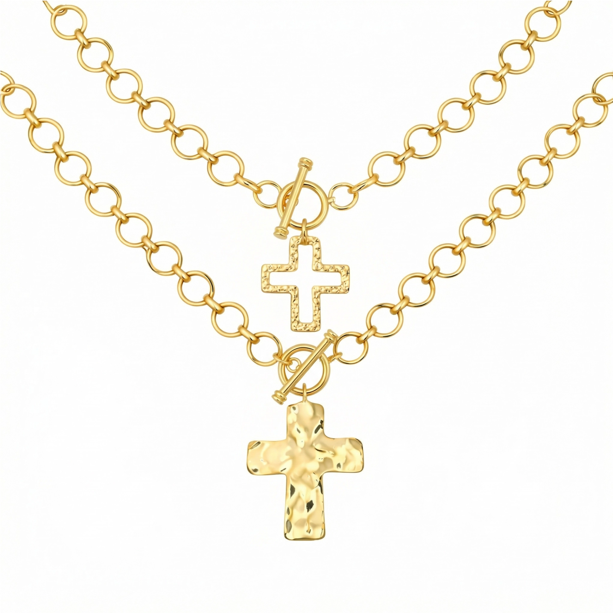 2pc Cross Toggle Necklace Set