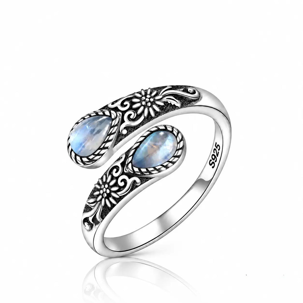 Floral Moonstone Ring