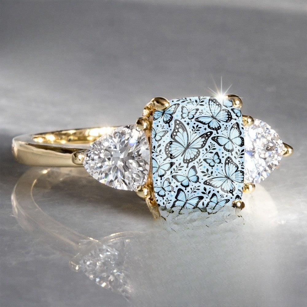 Blue Butterfly Square Ring