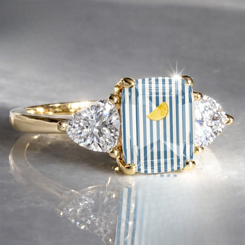 Striped Citrus Square Statement Ring