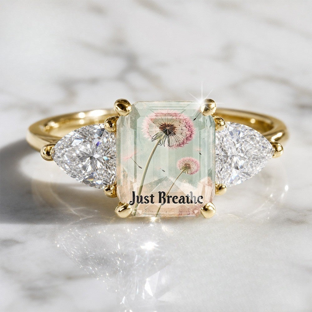 Dandelion Just Breathe Ring