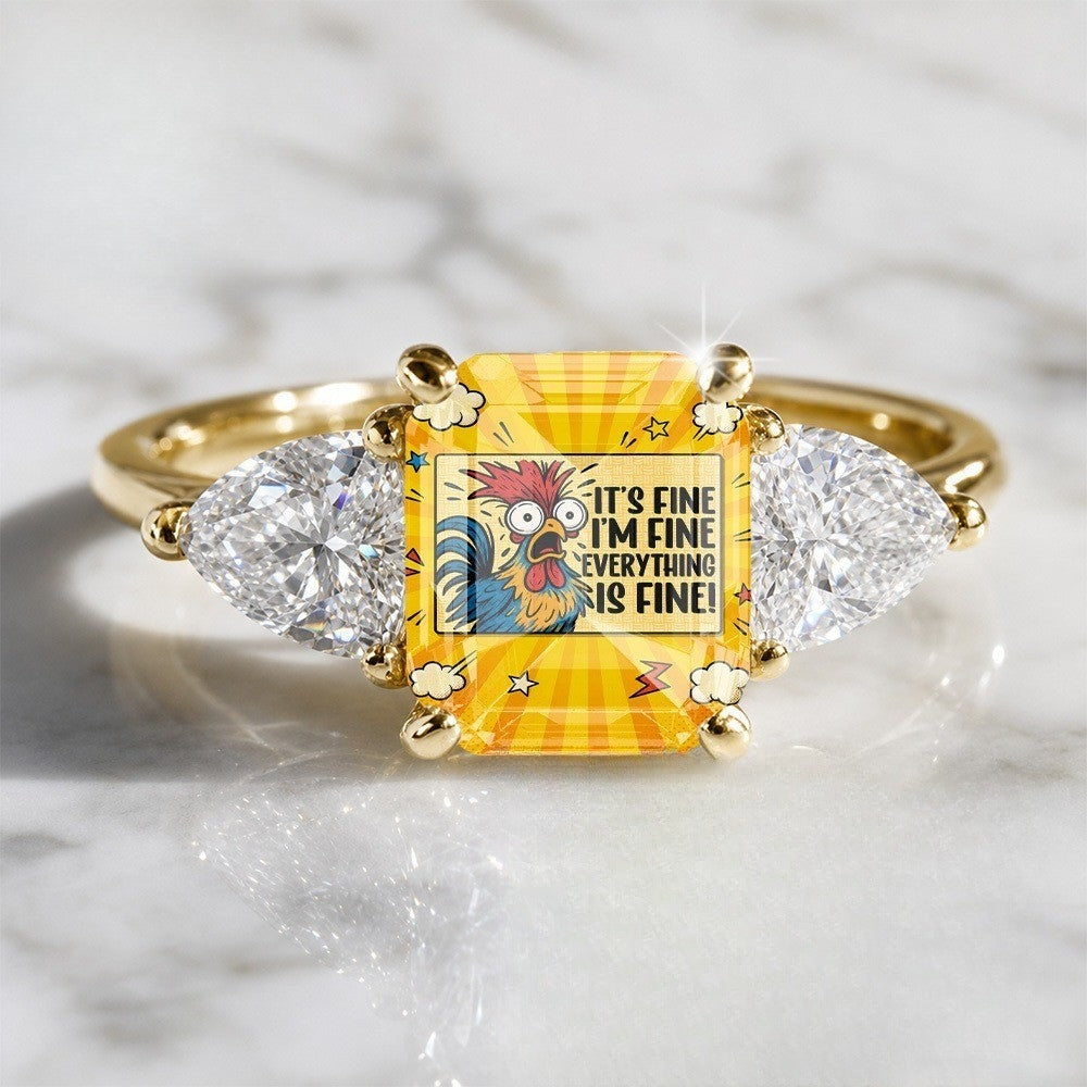 Cartoon Rooster Statement Ring
