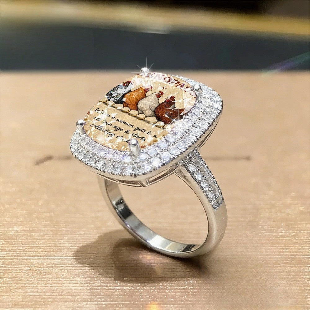 Chicken Illustration Square Ring