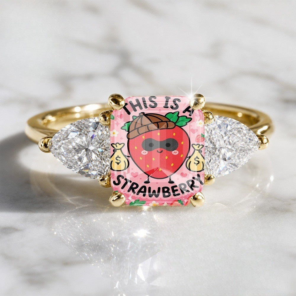 Pink Strawberry Square Ring
