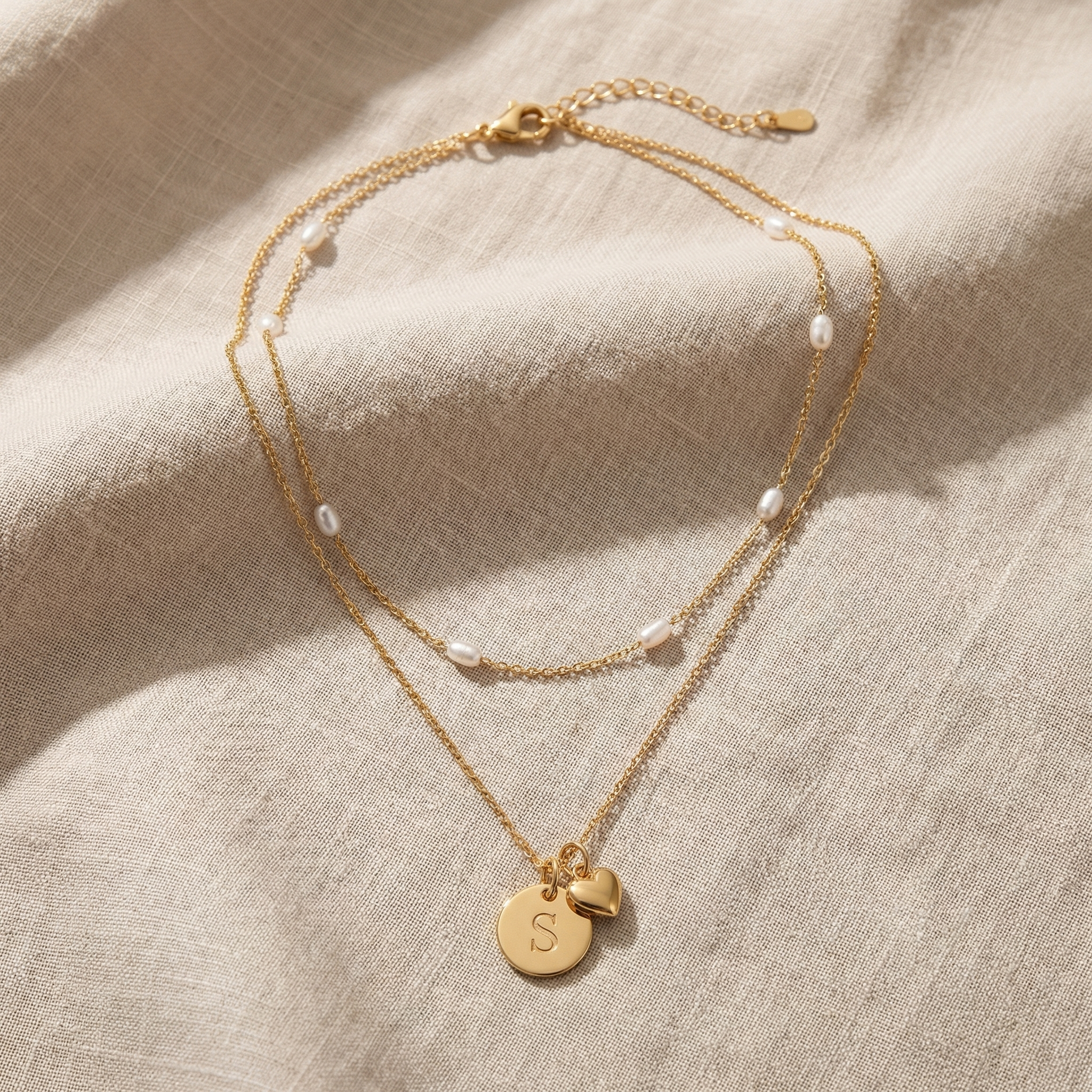 Layered Initial Heart Necklace