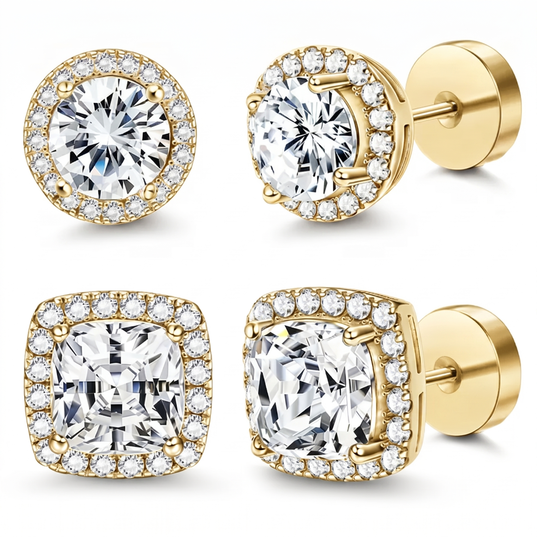 4pc Halo Stud Earrings