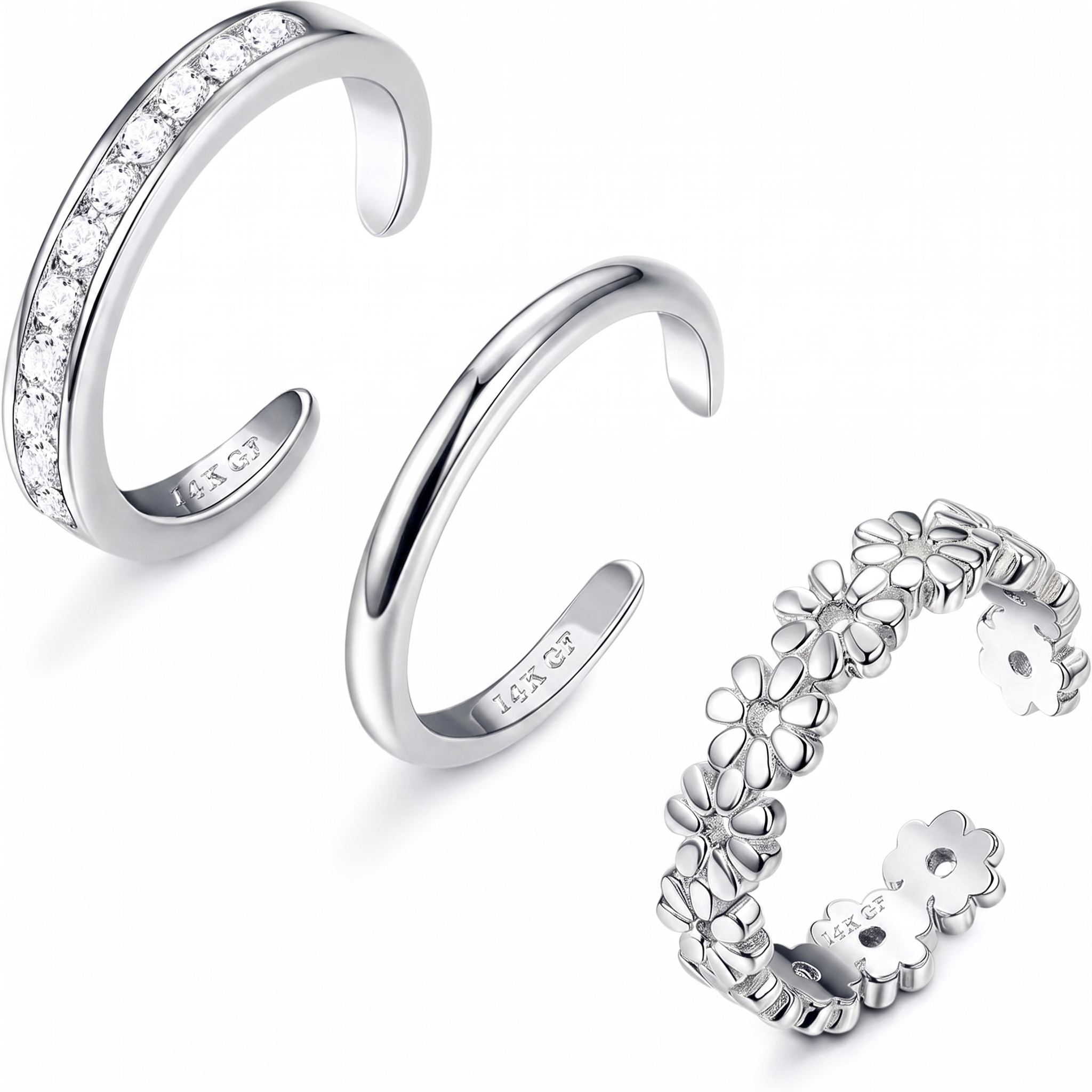 3pc Summer Toe Ring Set